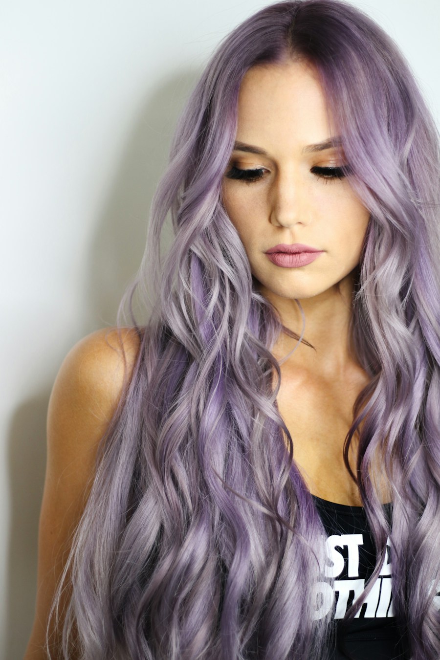 Pastel lilac balayage en spiegelglans